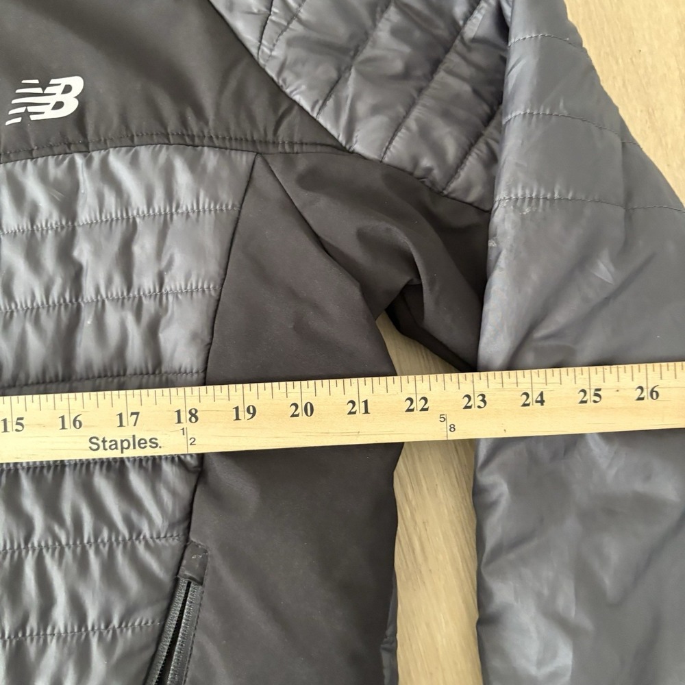 New Balance Puffer Jacket Fleece Lined Hooded Full Zip Black Mens Size Medium - Picture 8 of 8